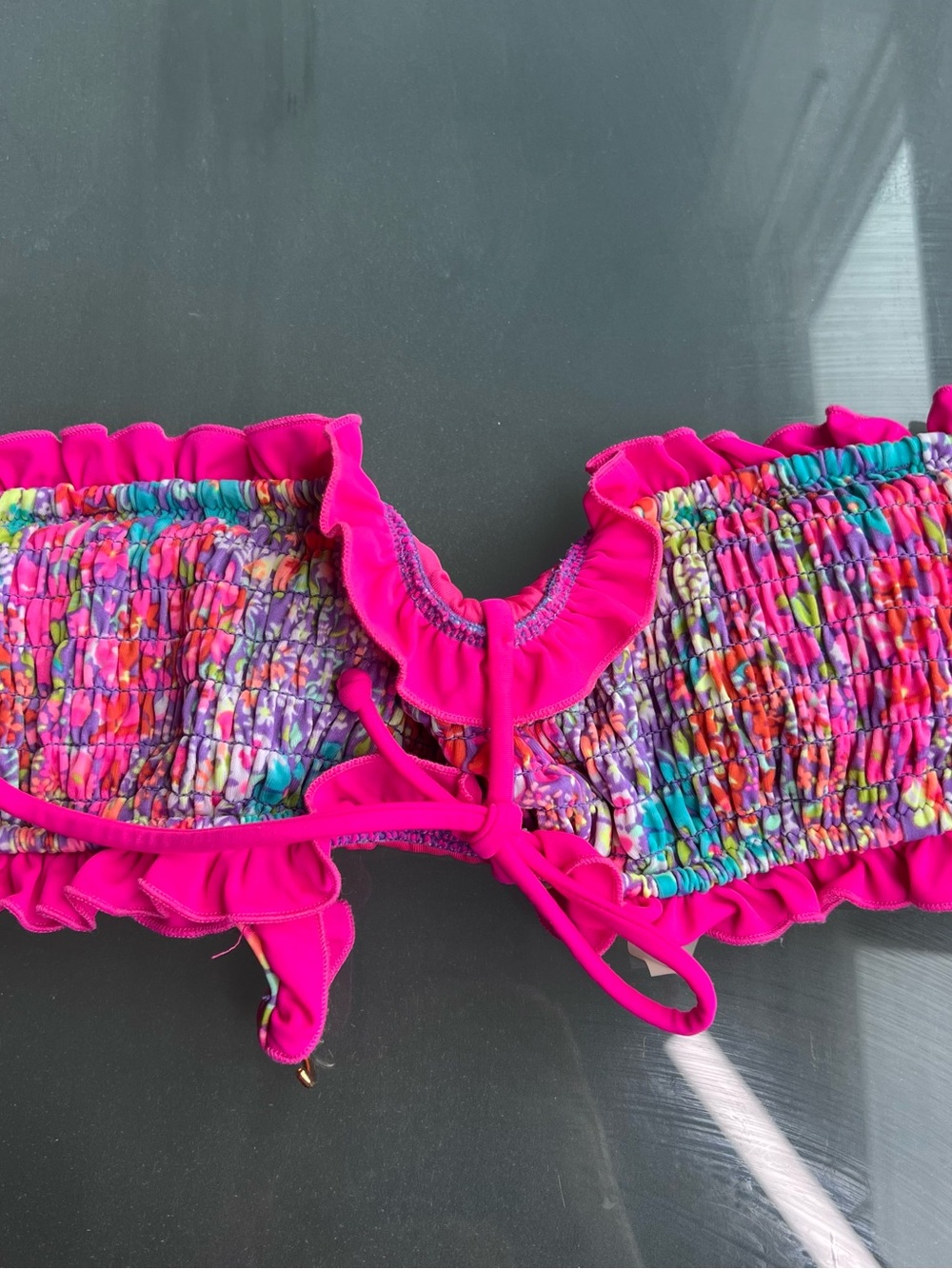 Victoria's Secret Hot Pink Floral Trim Bikini Bottoms - Picture 7 of 8